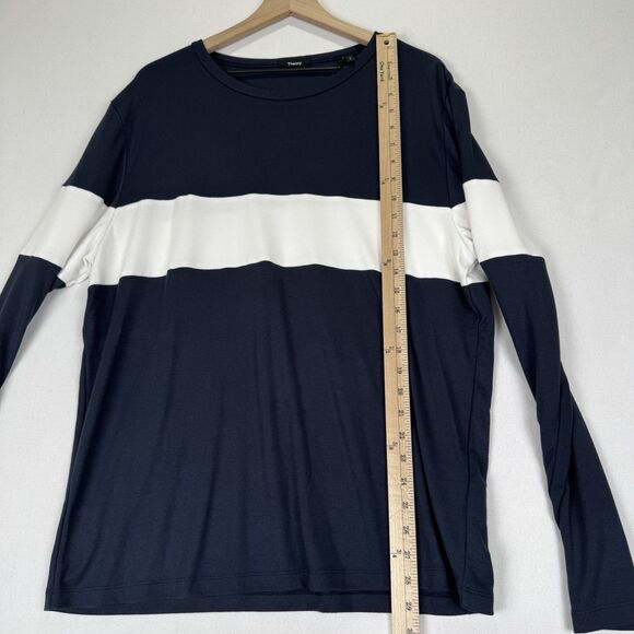 Theory Sweater Mens XL Navy White‎ Striped Pullover Soft Comfy Nautical NEW - Picture 16 of 16
